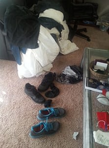 Half worn clothing